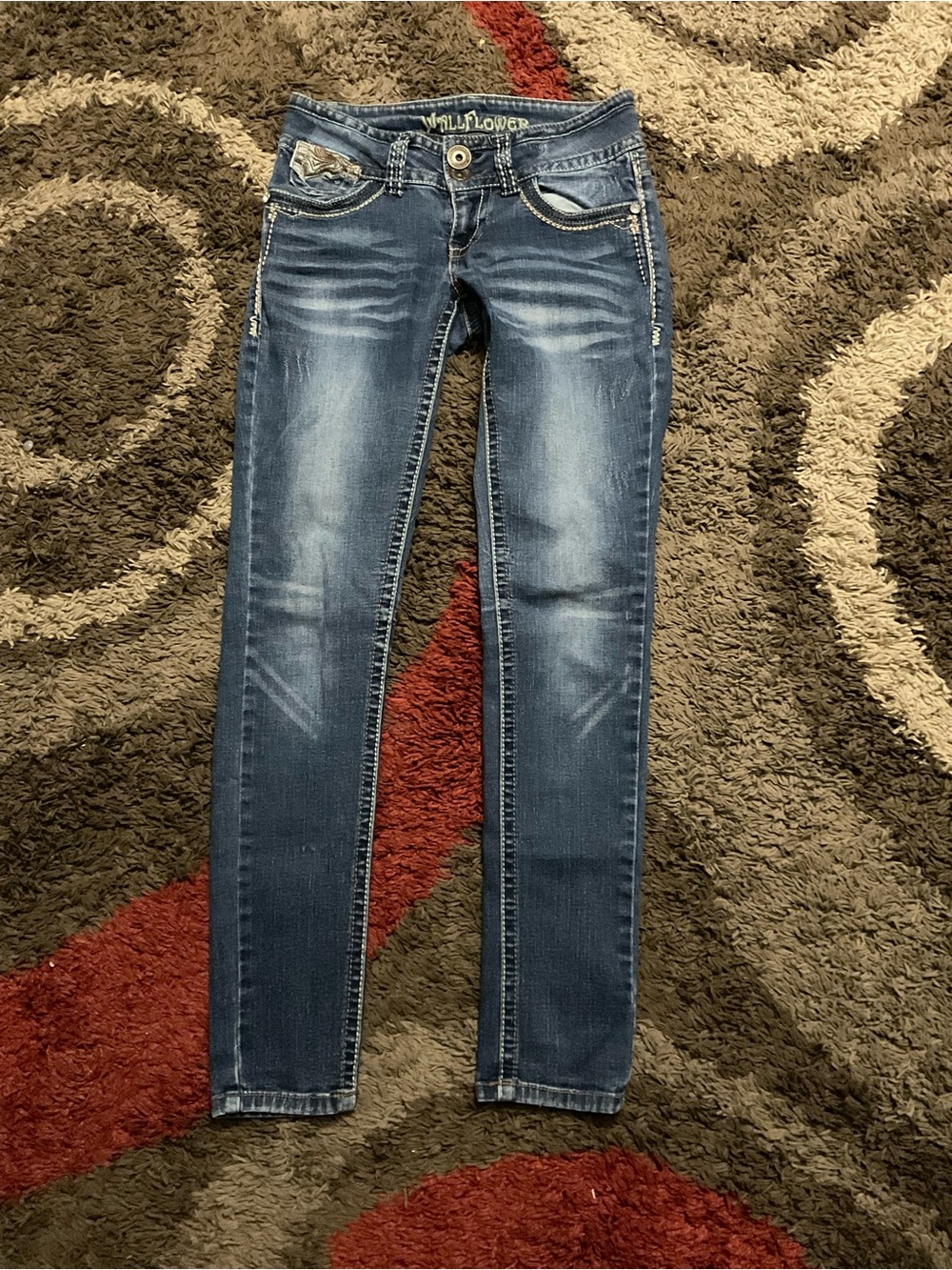 Wildflower Women's Y2K 2000s Blue embroidery Skinny Jeans size 1